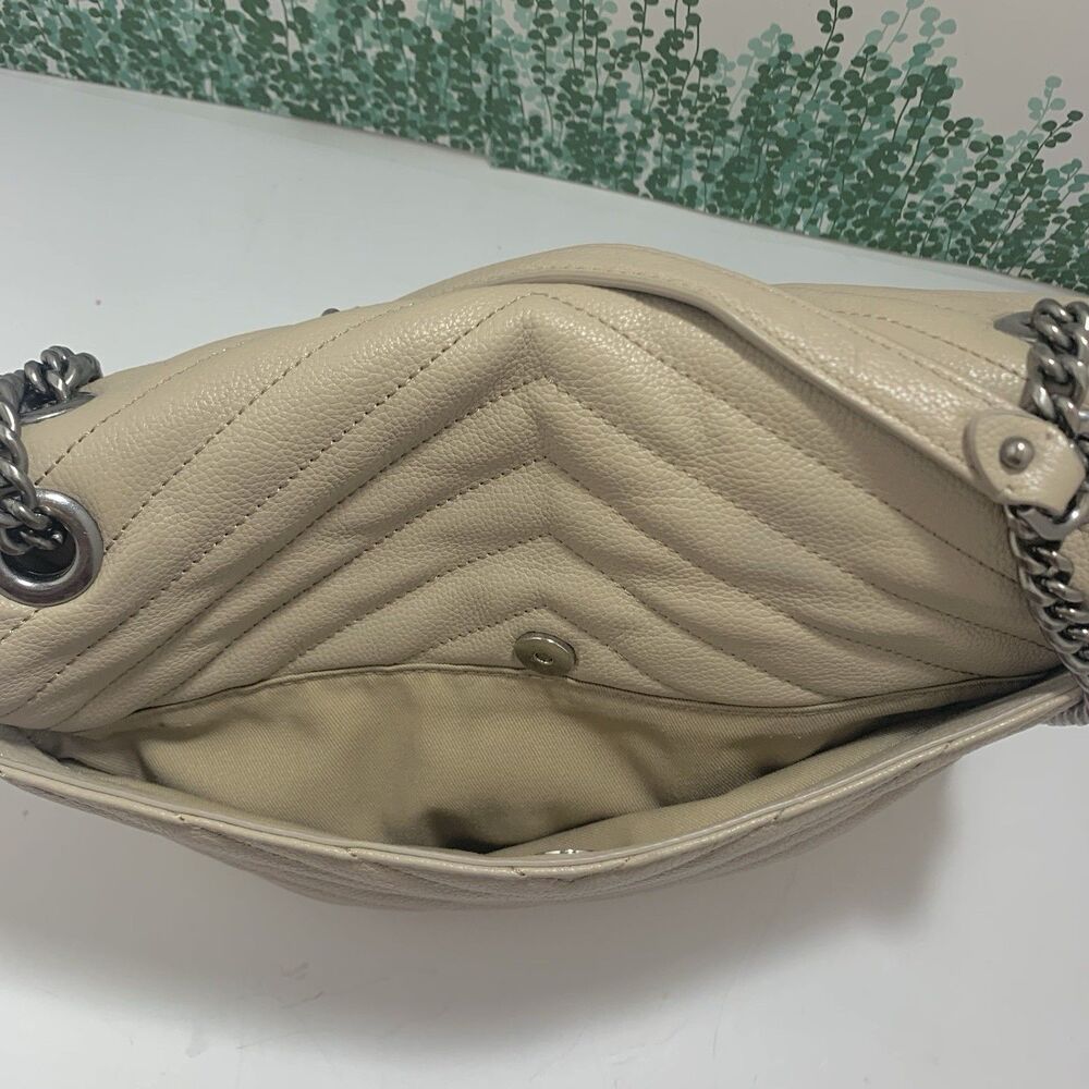 Rebecca Minkoff Quilted Leather Cream Neutral  Flap Shoulder Crossbody Purse - Picture 9 of 16